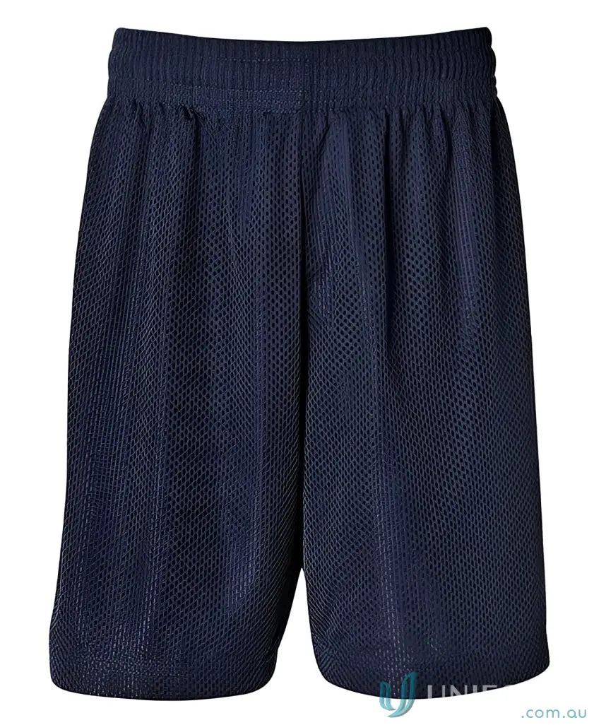 Navy blue JB’S Adults Basketball shorts with mesh fabric 140gsm and elastic waistband