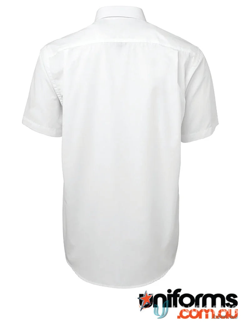 White JB’s Adults Classic Poplin Short Sleeve Shirt with classic collar