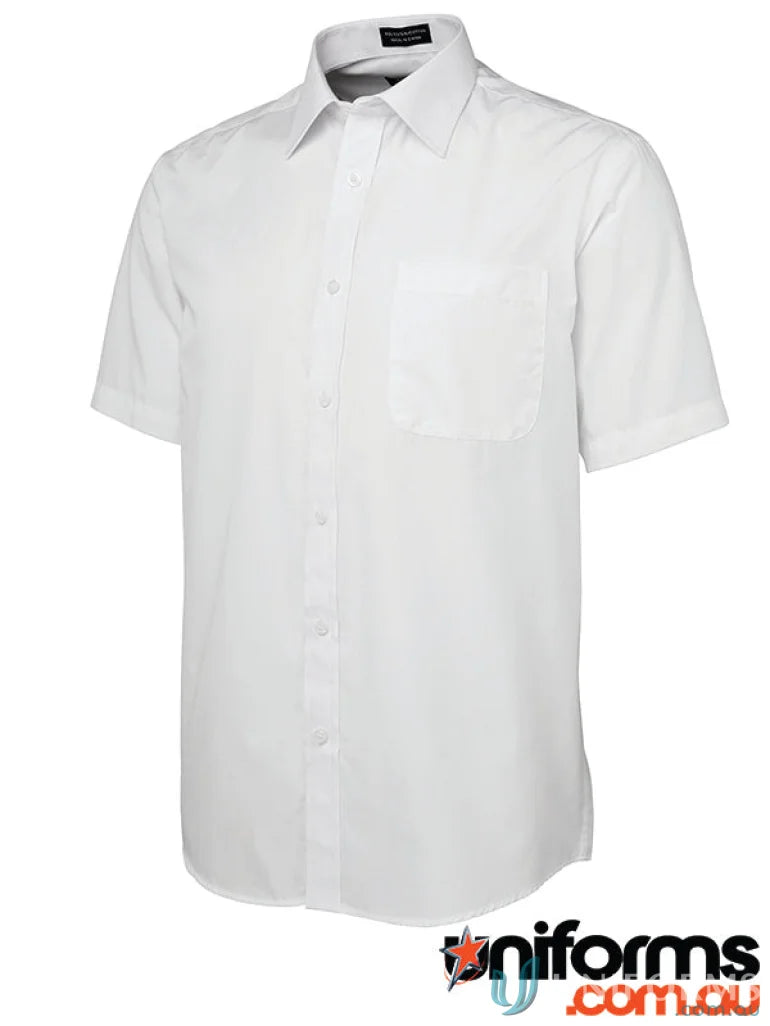 White JB’s Adults Classic Poplin Short Sleeve Shirt with breast pocket perfect for casual wear