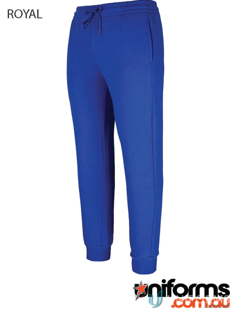 Royal blue JB’S Adults Cuffed Track Pants with drawstring waist and ribbed cuffs for urban fit