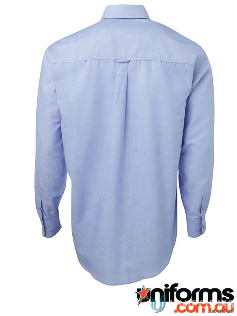 Light blue JBs Adults LS Oxford Shirt with center box pleat, perfect adults long sleeve choice