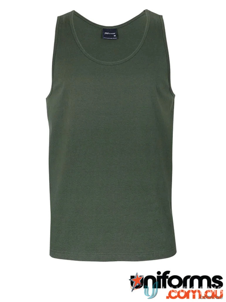 Olive green JB’s Adults Singlet in ring-spun jersey knit for all-day comfort