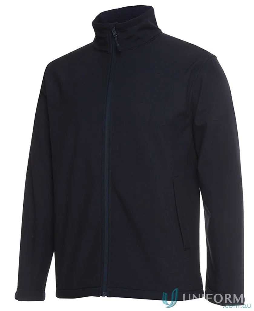 Navy blue softshell jacket with zip puller from JBs that keeps you stay dry