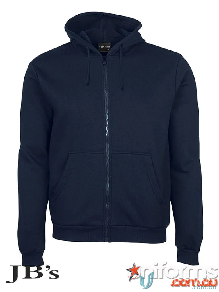 Navy blue JB’s Adults Zip Hoodie in urban fit, perfect for casual style