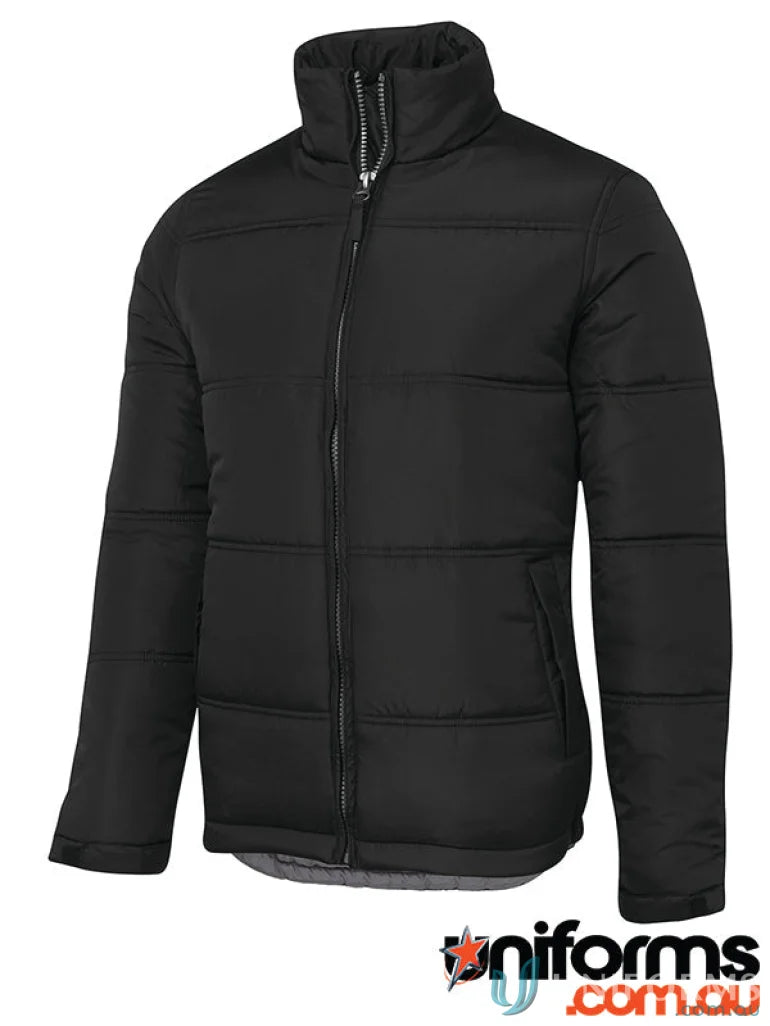 Black JB’S Adventure Puffer Jacket with water-shedding pocket flaps to stay warm