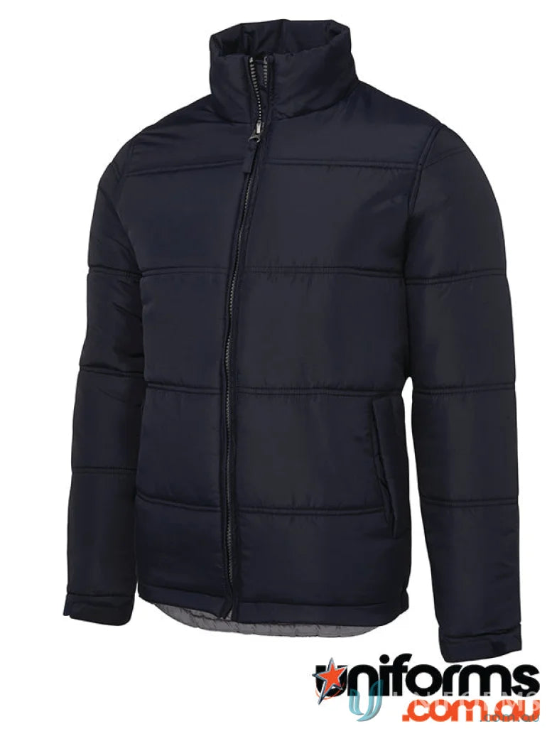 Navy blue JB’S Adventure Puffer Jacket with water-shedding pocket flaps to stay warm