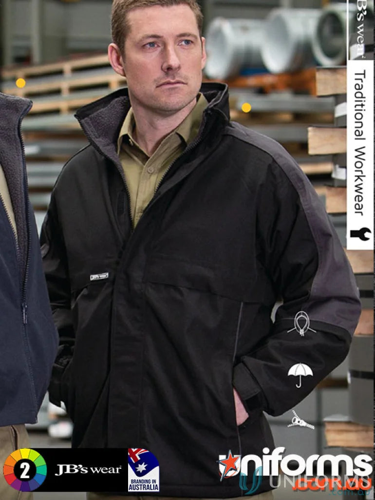 Black and gray JB’s AT Jacket with two pockets, perfect for work uniforms
