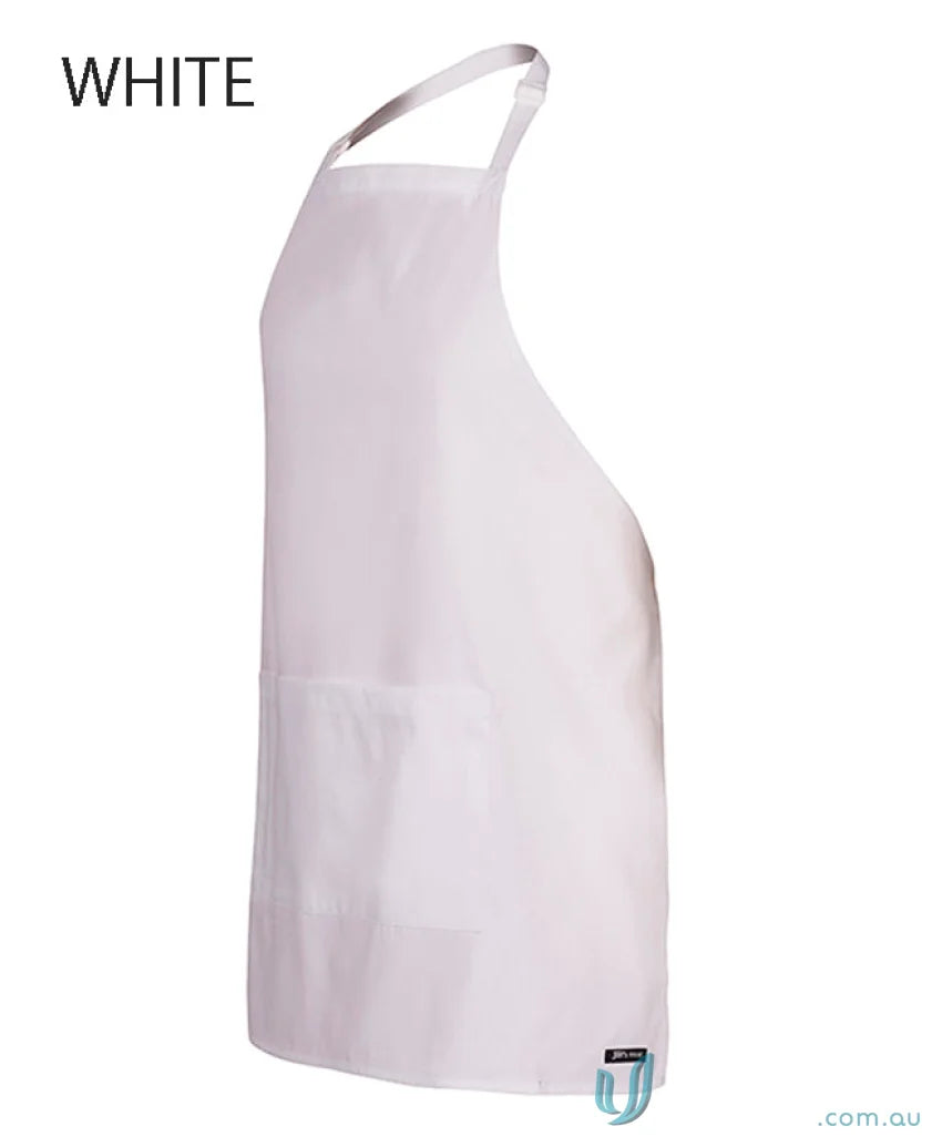 White apron with neck strap for work uniforms and workwear, JBs Bib Apron 65x71mm