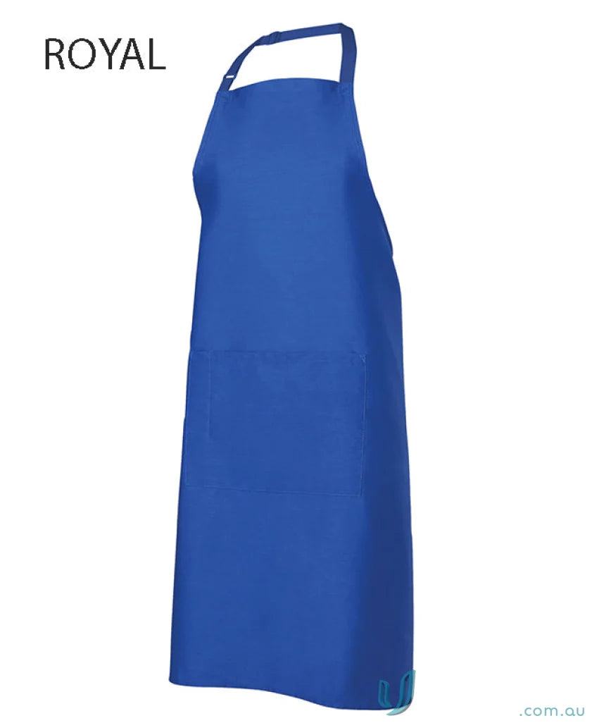 Royal blue JBs Bib Apron with herringbone waist strap and neck strap for professionals