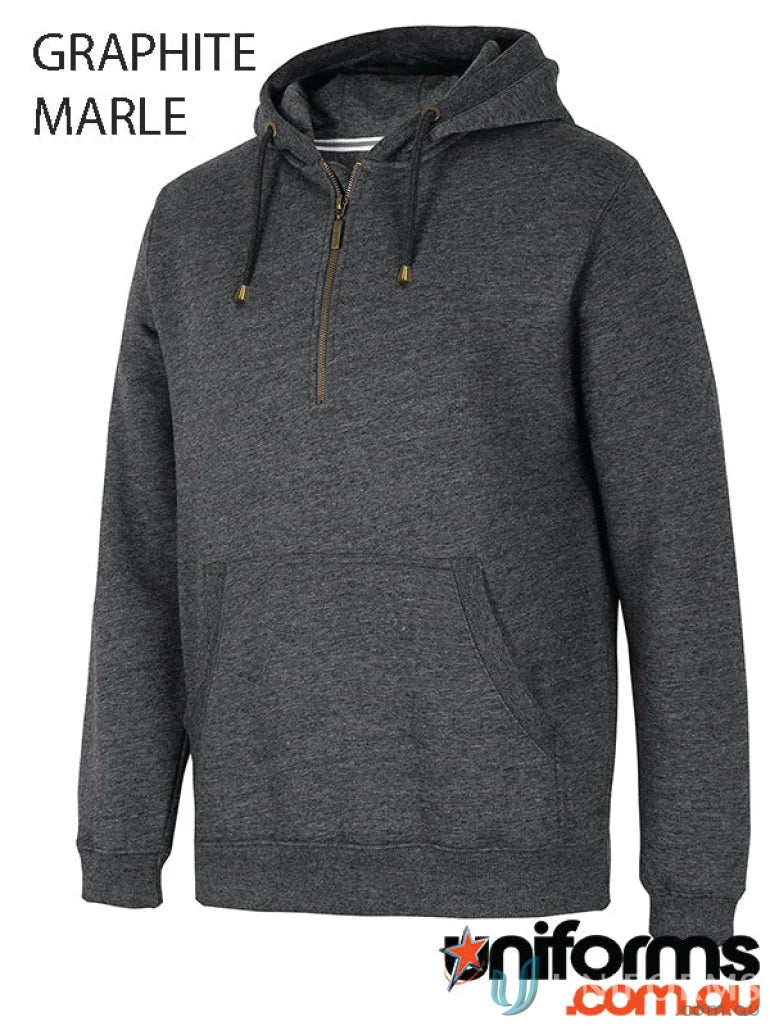 Graphite marl JB’s Brass Half Zip Hoodie with quarter-zip and kangaroo pocket