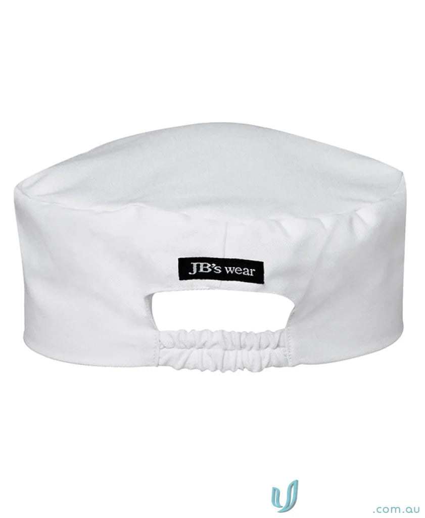 White chef’s hat with elastic back from JBs Chef Cap, perfect workwear for chefs