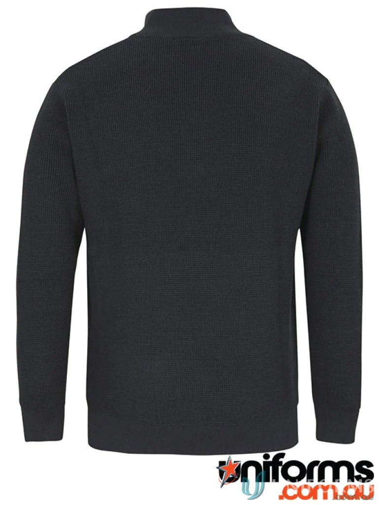 Black knit sweater from JBs Chunky Half Zip Jumper with antique brass half-zip