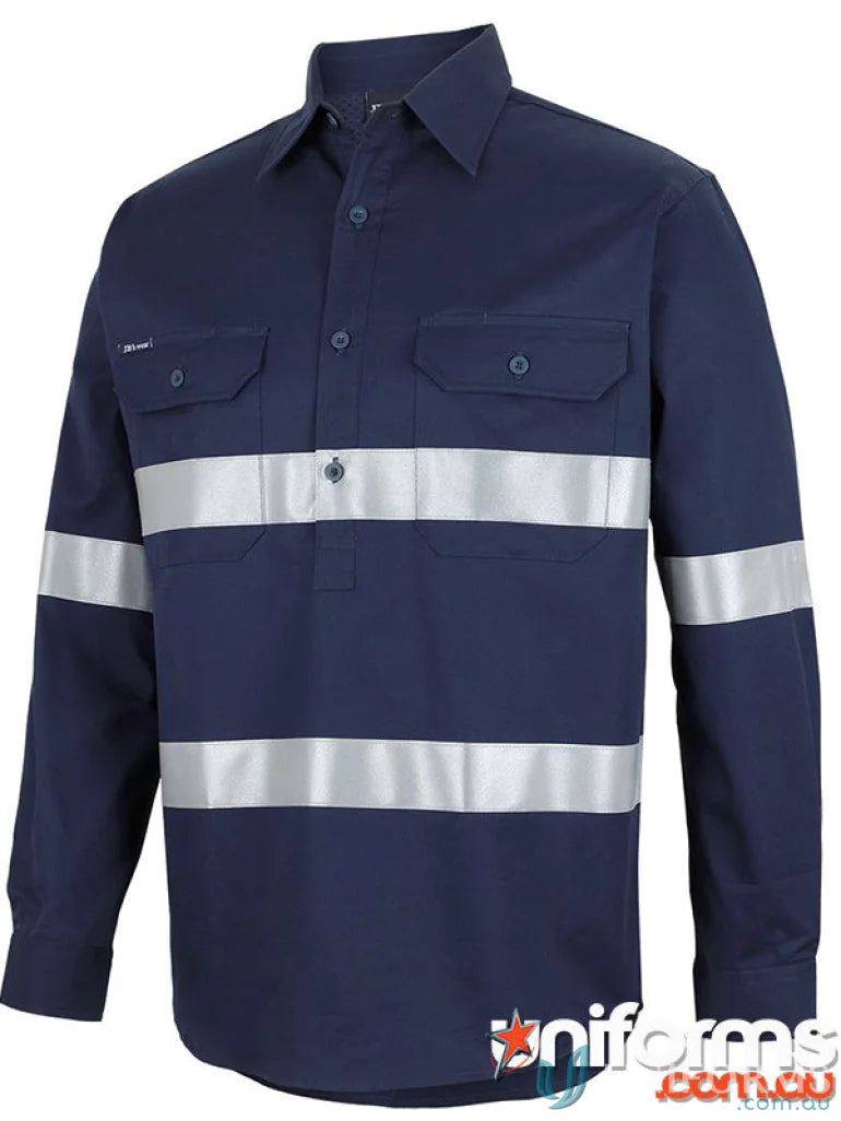 JBs Close Front LS Reflective Work Shirt with reflective tape for uniforms and workwear
