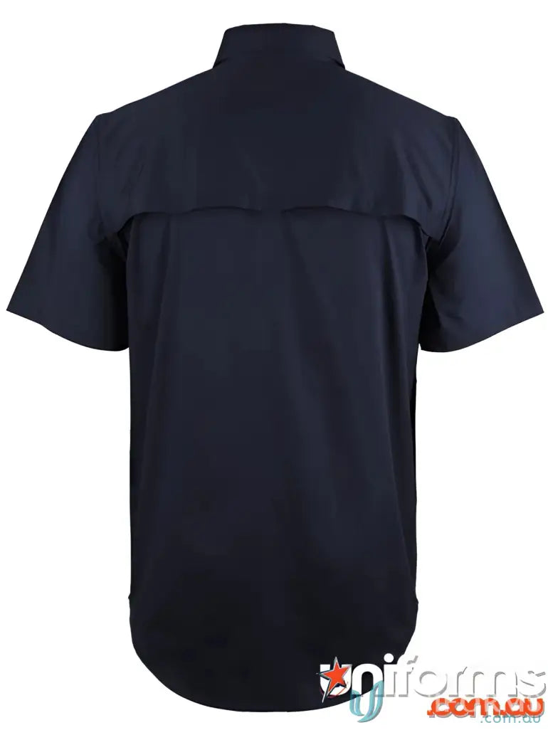 Navy short-sleeved workwear shirt from JBs Close Front SS Work Shirt, perfect for uniforms