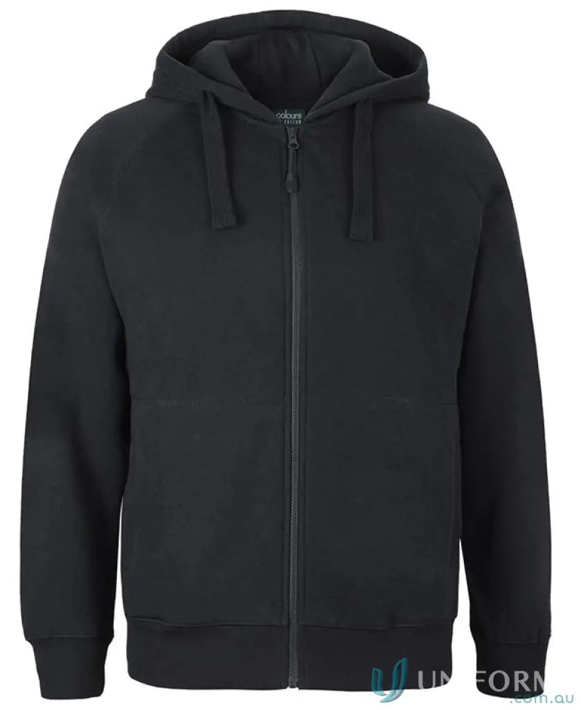 Black zip fleecy hoodie with lined hood from JB’s Colours of Cotton Adults Full Zip Fleecy Hoodie
