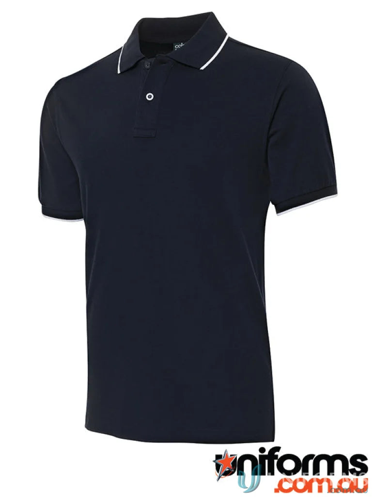 Navy cotton face polo with white trim from JB’s Colours for urban fit style