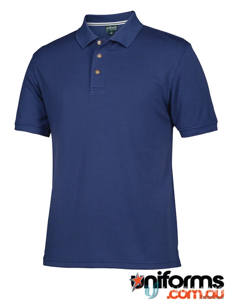 Navy blue cotton ottoman polo shirt made from premium comfort Ottoman knit fabric