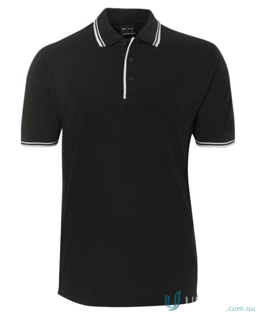 JB’s Contrast Polo in pique knit fabric with sun protection and black with white trim