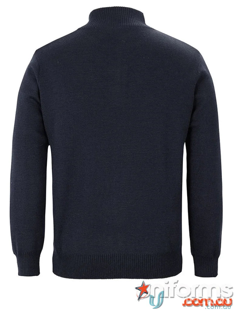 Dark blue JBs Corporate Half Zip Jumper with ribbed cuffs and mock neck design