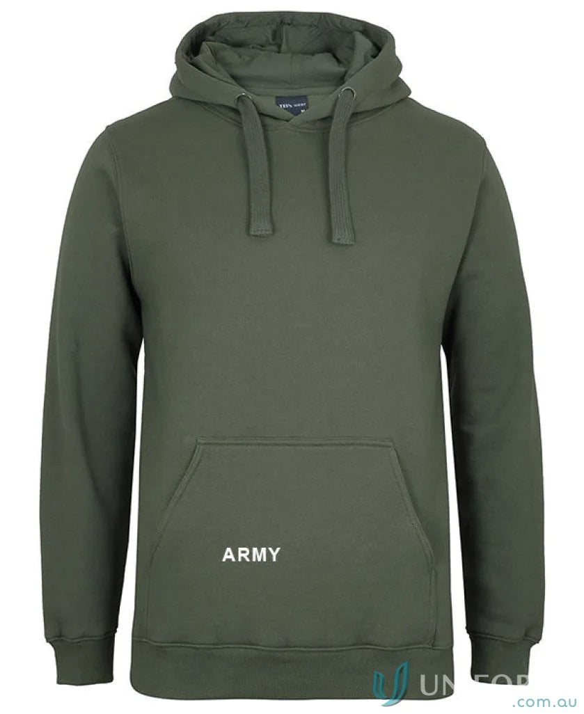 Olive green JBs Fleecy Hoodie with fully lined hood and comfy fleece fabric