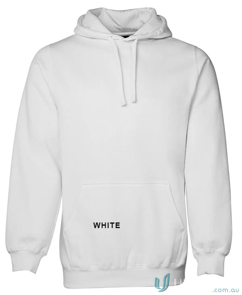 White hooded sweatshirt from JBs Fleecy Hoodie with fully lined hood and comfy fit