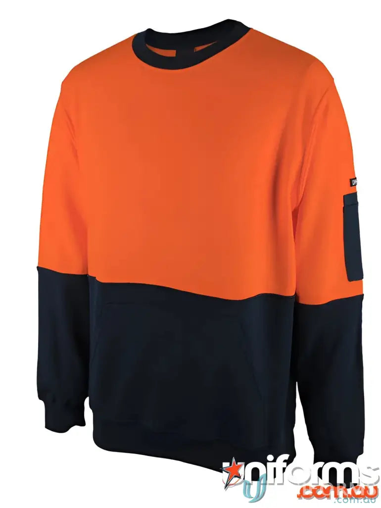 Two-tone orange and navy blue JB’S HI VIS 310 sweatshirt with pocket, perfect for uniforms