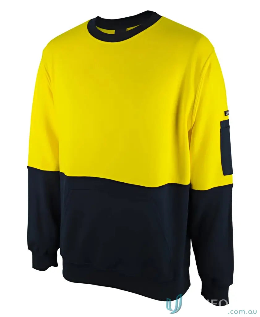 Two-tone yellow and navy blue sweatshirt with pocket from JB’S Hi Vis 310 uniforms