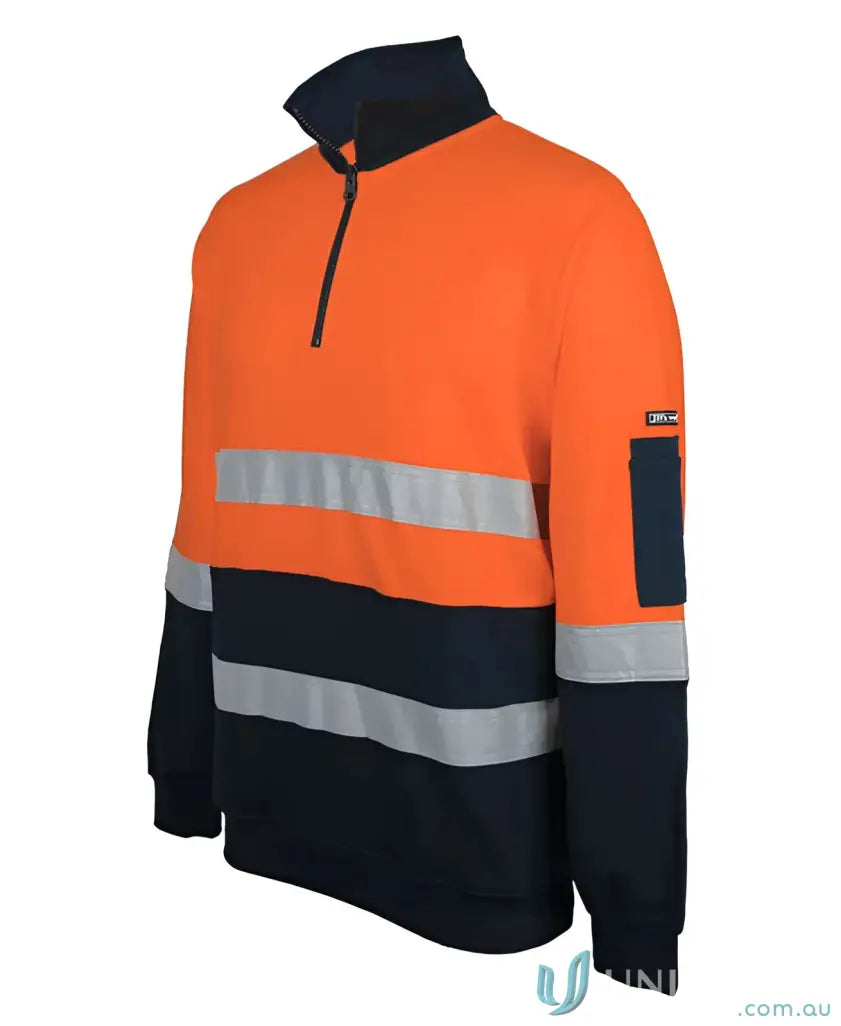Orange and navy high-visibility sweatshirt with sleeve details from JB’S HI VIS workwear