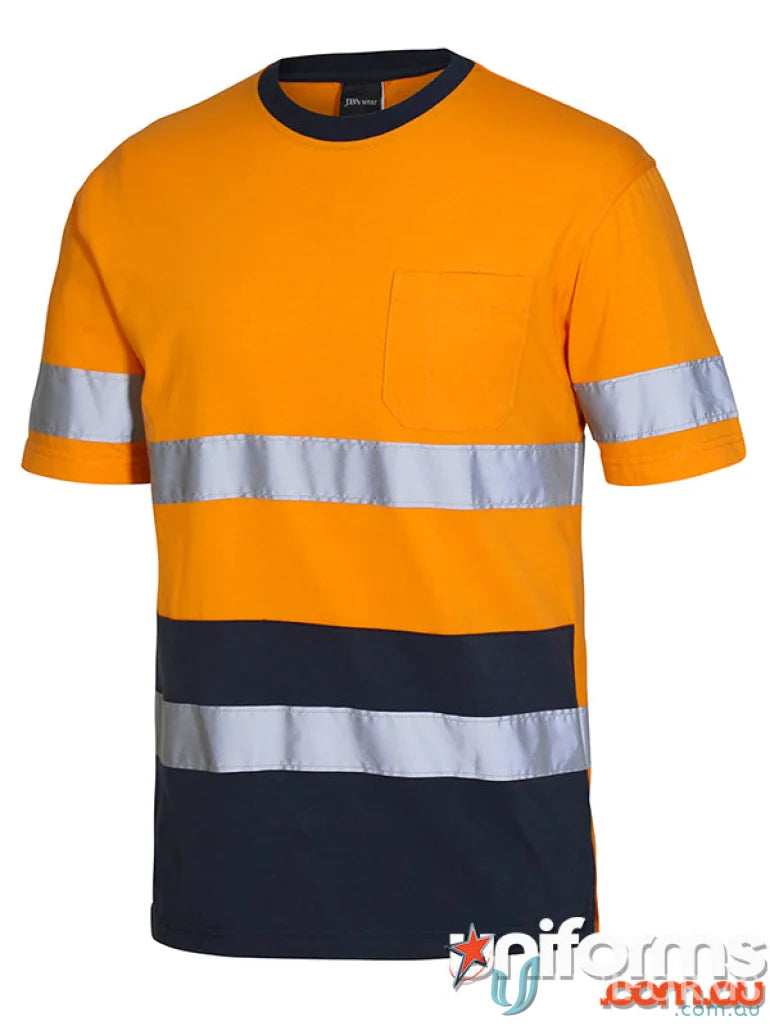 Orange and navy blue safety t-shirt with reflective stripes from JB’s Hi Vis extra large Australian standards