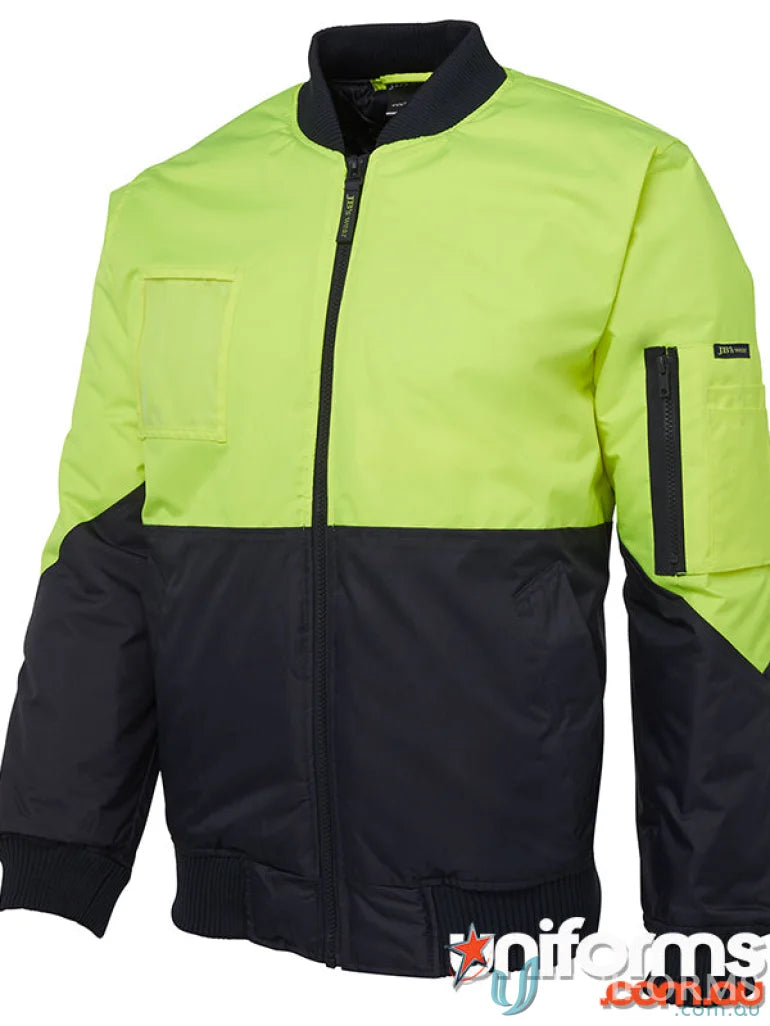 JBs HI VIS Flying Jacket two-tone high-visibility bomber for outdoor work and uniforms