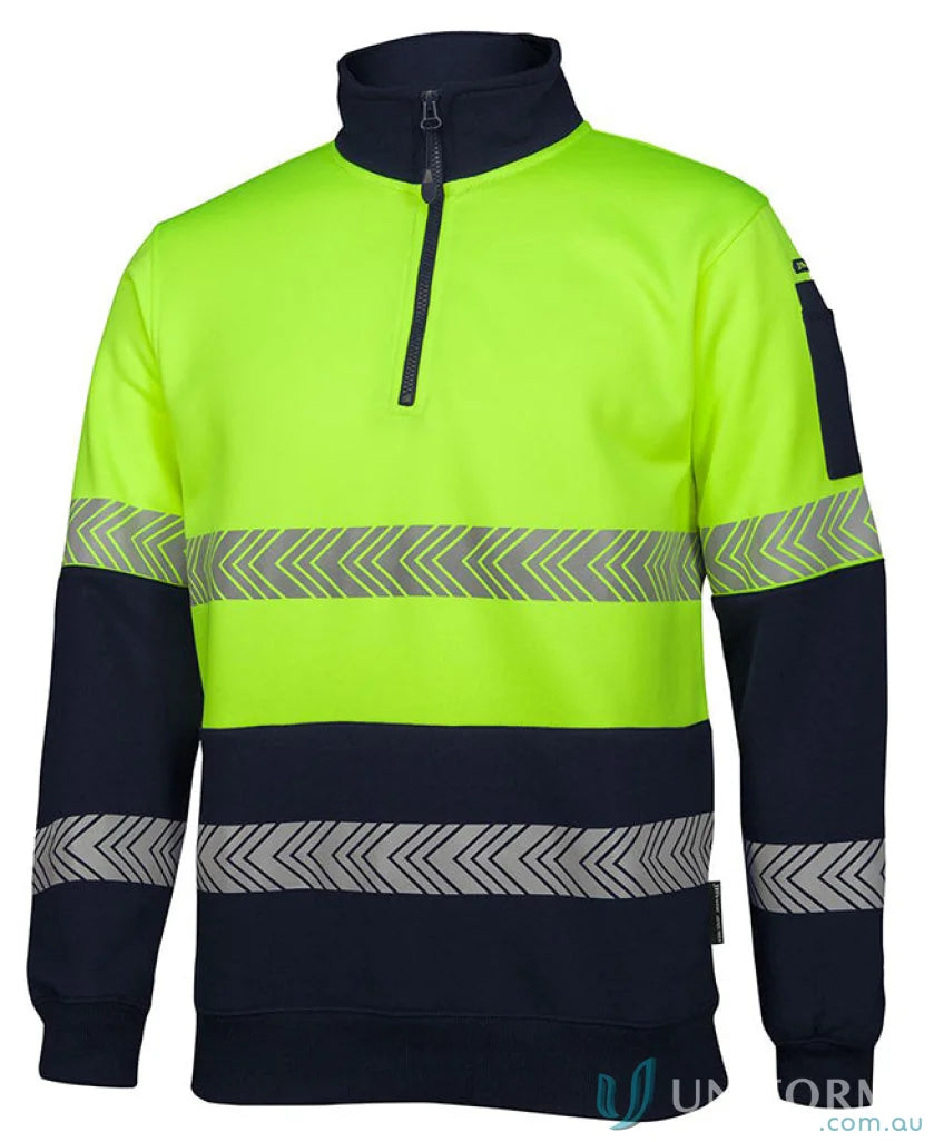 JBS Hi Vis Zip Segmented Tape Fleece work sweatshirt with reflective stripes and high visibility zip segmented tape