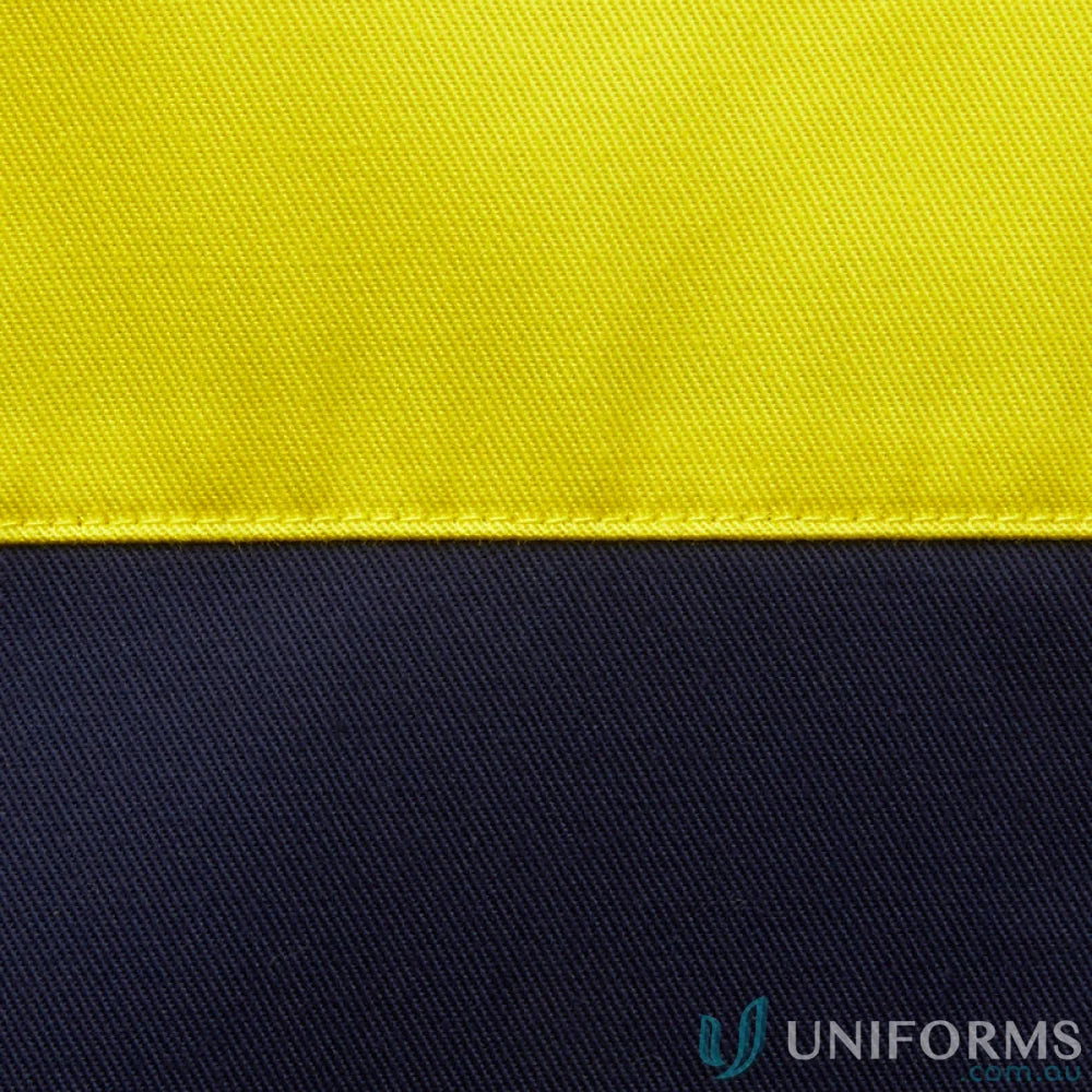 Two-tone fabric with visible stitching on JBs HiVis L/S 190g Shirt, perfect for NZS workwear and uniforms