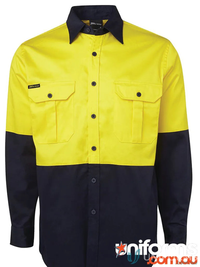 Two-tone work shirt from JBs HiVis L/S 190g workwear ideal for NZS uniforms