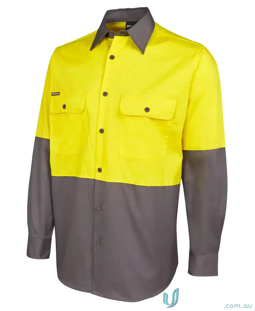 Two-tone work shirt with collar in 9XL size from JB’s HiVis LS Light Work Shirt uniforms