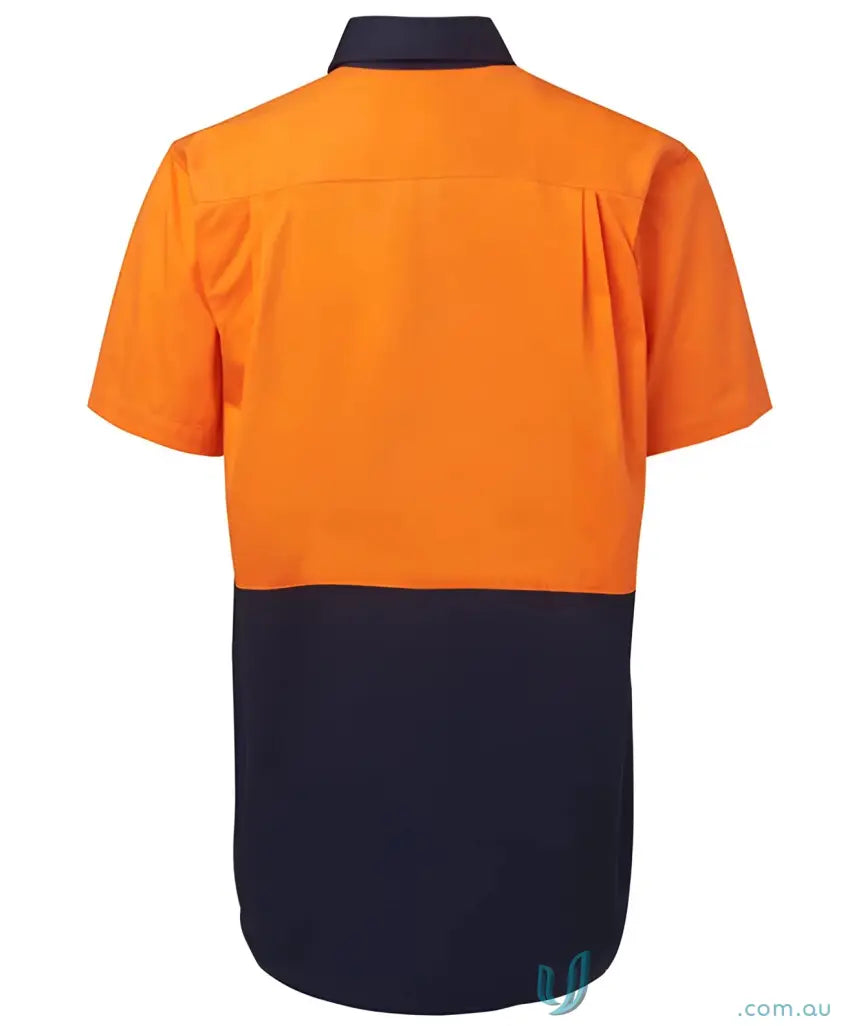 Orange and navy JB’s HiVis S/S 190g Shirt, great stress points workwear for uniforms