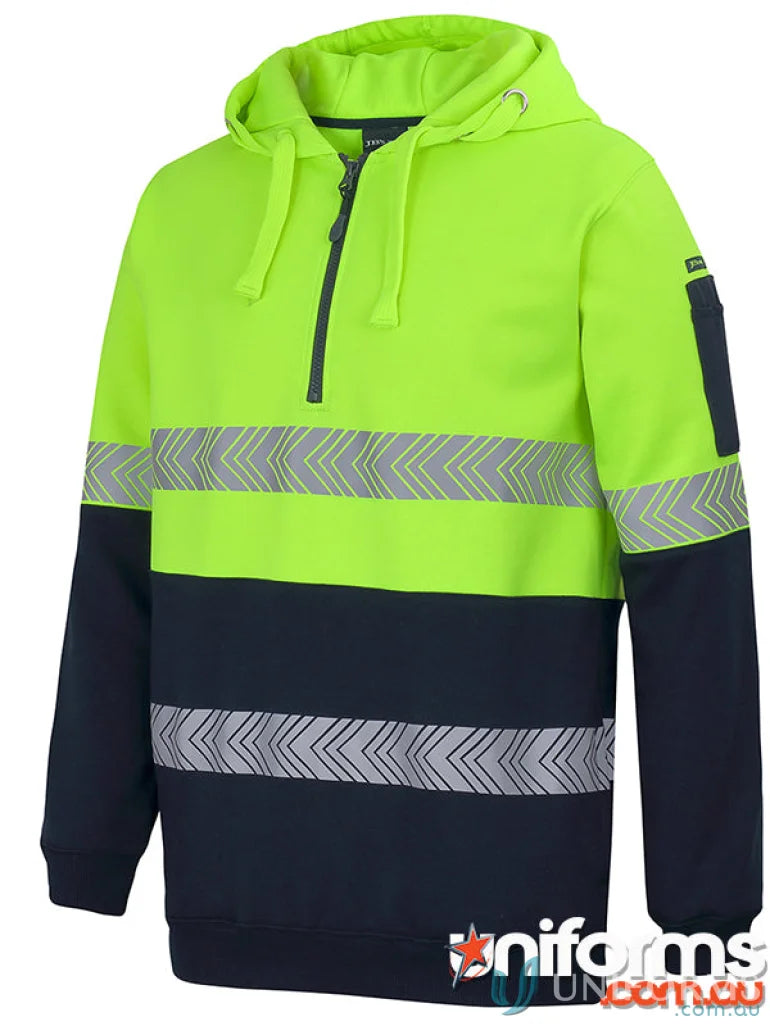 High-visibility segmented tape hoodie with hooded work sweatshirt for safety and style