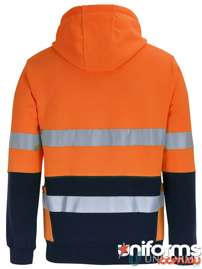 Orange and navy blue JB’s HV D+N 330g pull over hoodie ideal for work uniforms