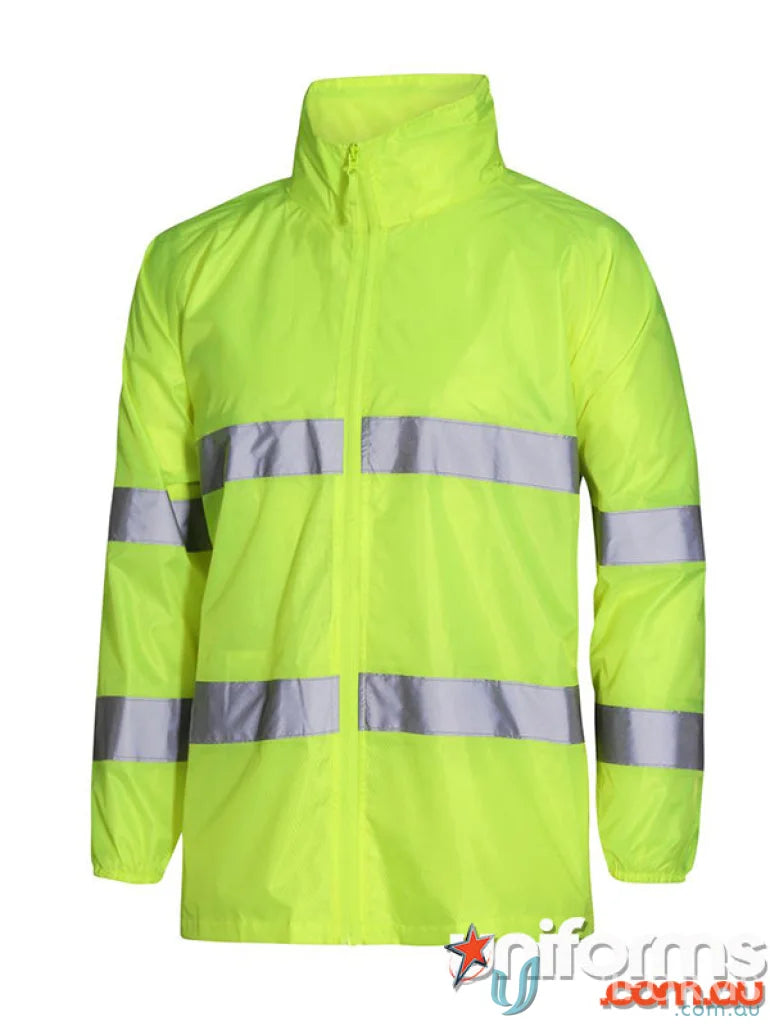 Bright yellow JB’s HV (D+N) Biomotion Jacket with reflective strips, extra large comfy fit, waterproof protection