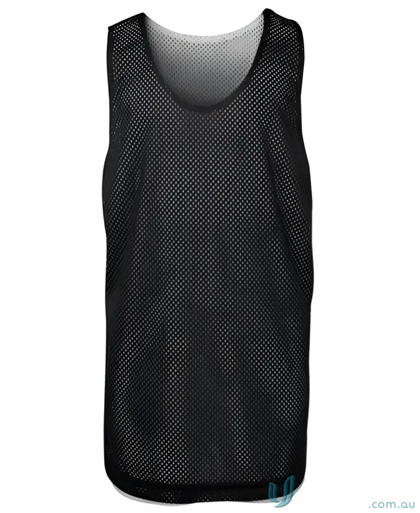 Black mesh sports pinnie from JB’s Kids Basketball with lightweight 140gsm mesh fabric