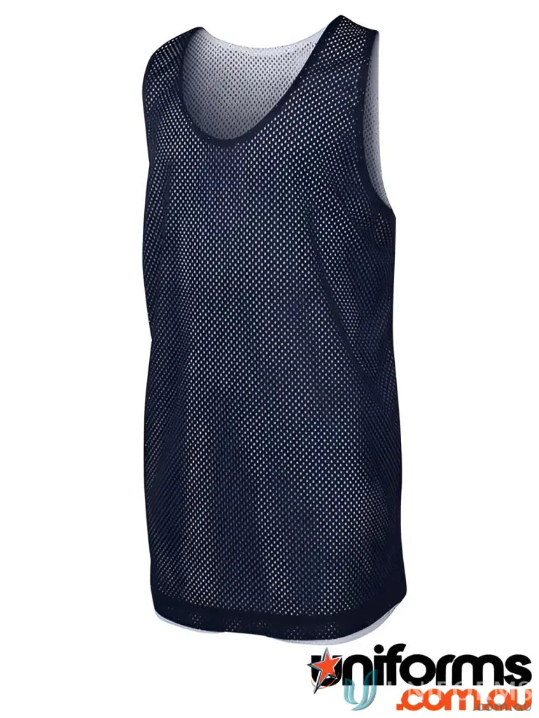 Navy blue mesh training bib for JB’S Kids Basketball Singlet made of 140gsm mesh fabric