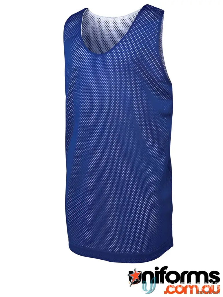 Blue reversible mesh tank top perfect for JB’s Kids Basketball with 140gsm mesh fabric