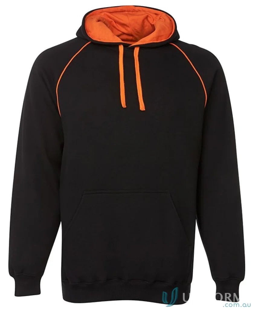 Black hoodie with orange trim from JB’s Kids Contrast Fleecy Hoodie collection