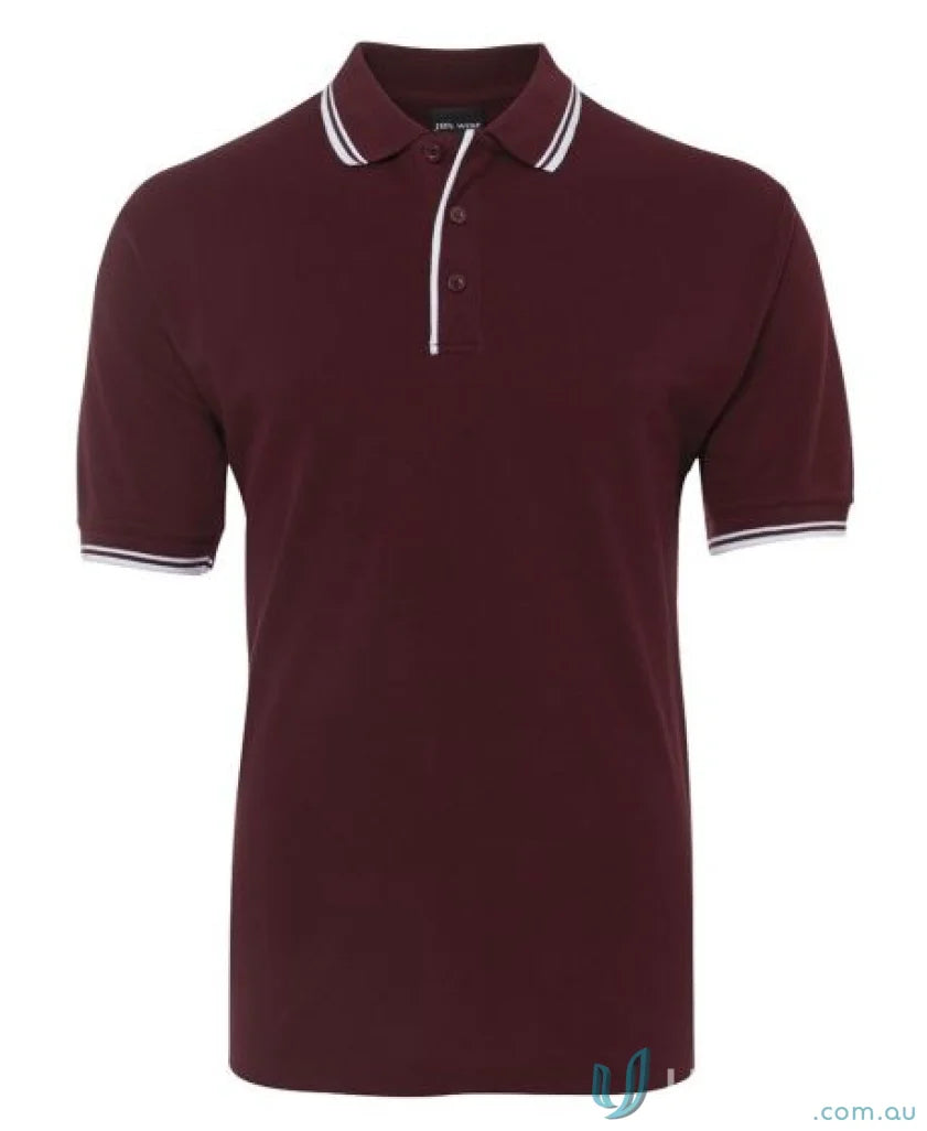 Kids contrast polo shirt with maroon color and white trim from JB’s Kids Contrast Polo collection