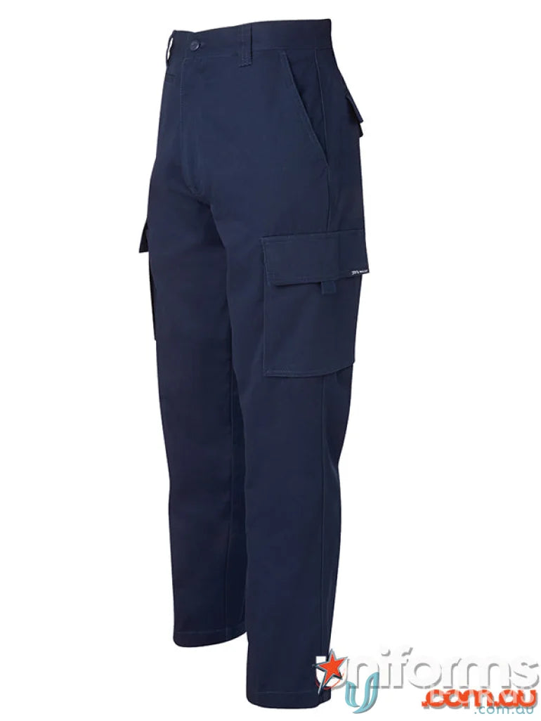 Navy blue JB’S Kids Mercerised Work Cargo Pant with tape closure for uniforms and workwear