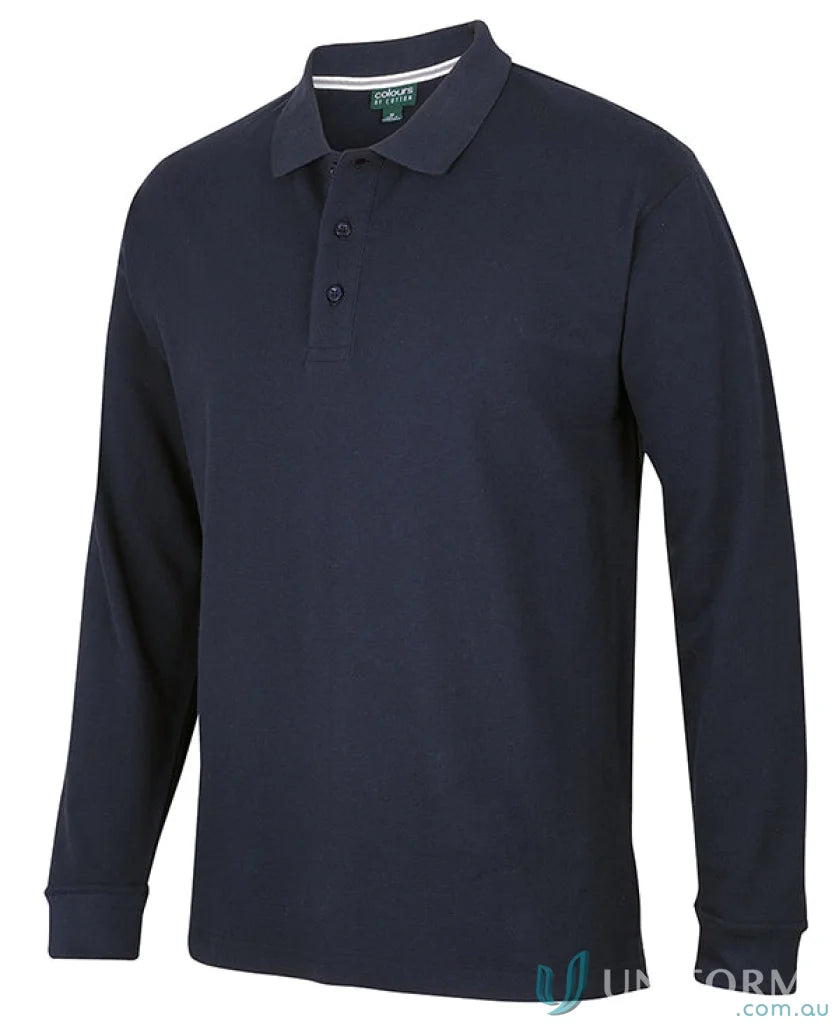 Navy long-sleeved pique polo shirt from JBs Colours, stylish sleeve pique polo design