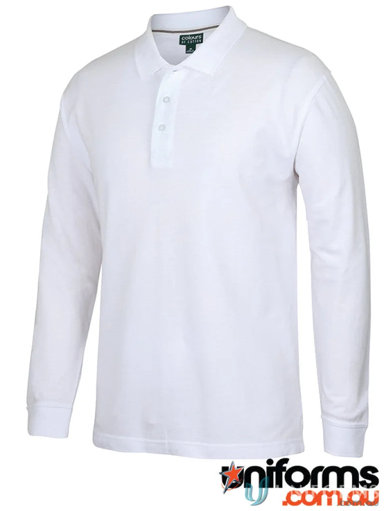 White long-sleeved pique polo shirt from JB’s Colours JBs L/S Pique Polo