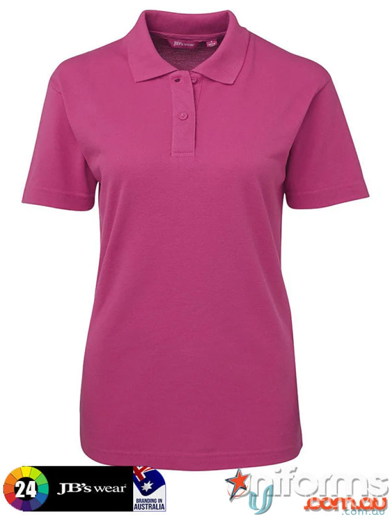 JB’s Ladies fuchsia pink polo with knitted collar and UPF protection