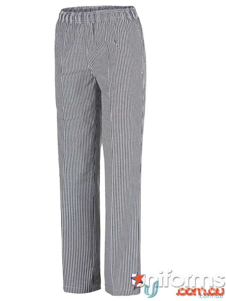JBS Ladies Chefs black and white checkered elasticated pant with hidden patch pocket