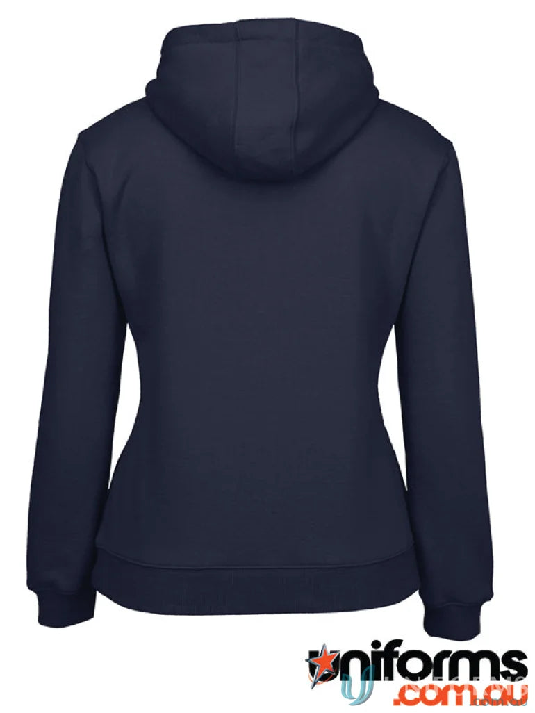 Navy blue JBs Ladies Fleecy Hoodie with interchangeable drawcord colours for ladies