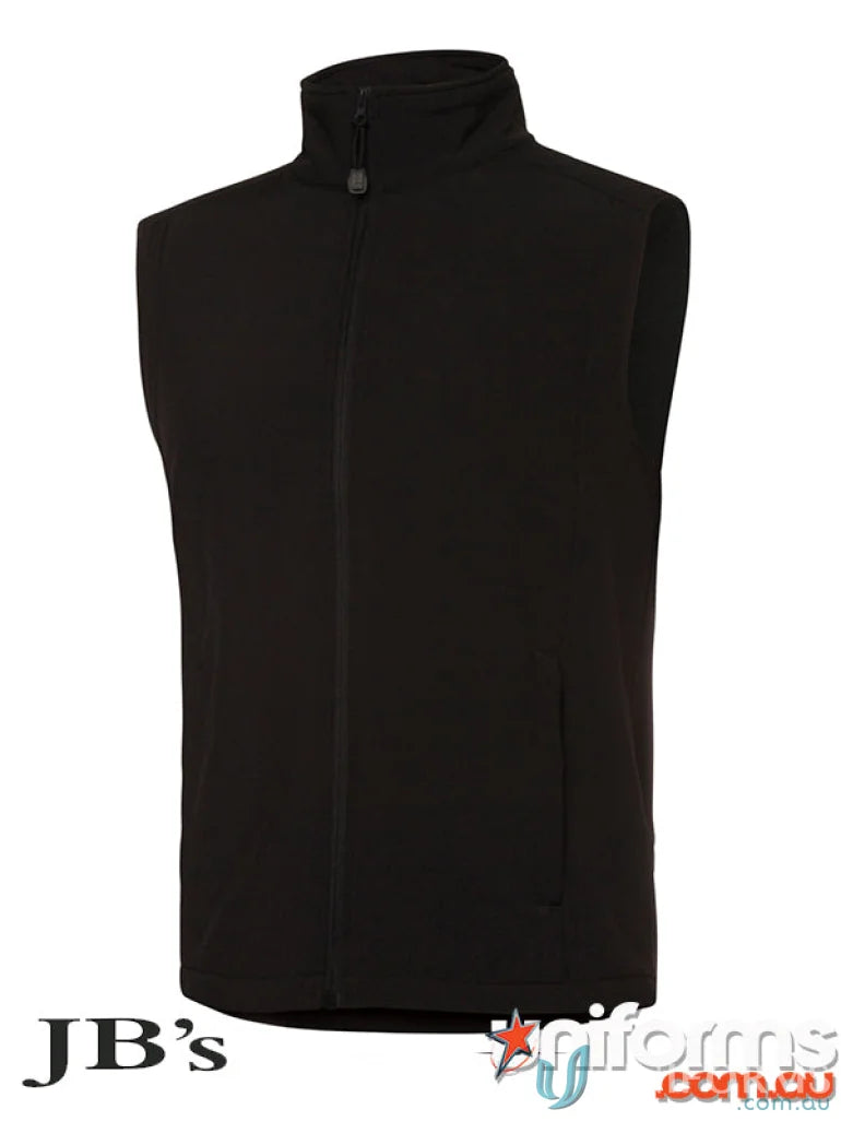 Black JB’s Layer Softshell Vest with high collar and interchangeable zip pullers